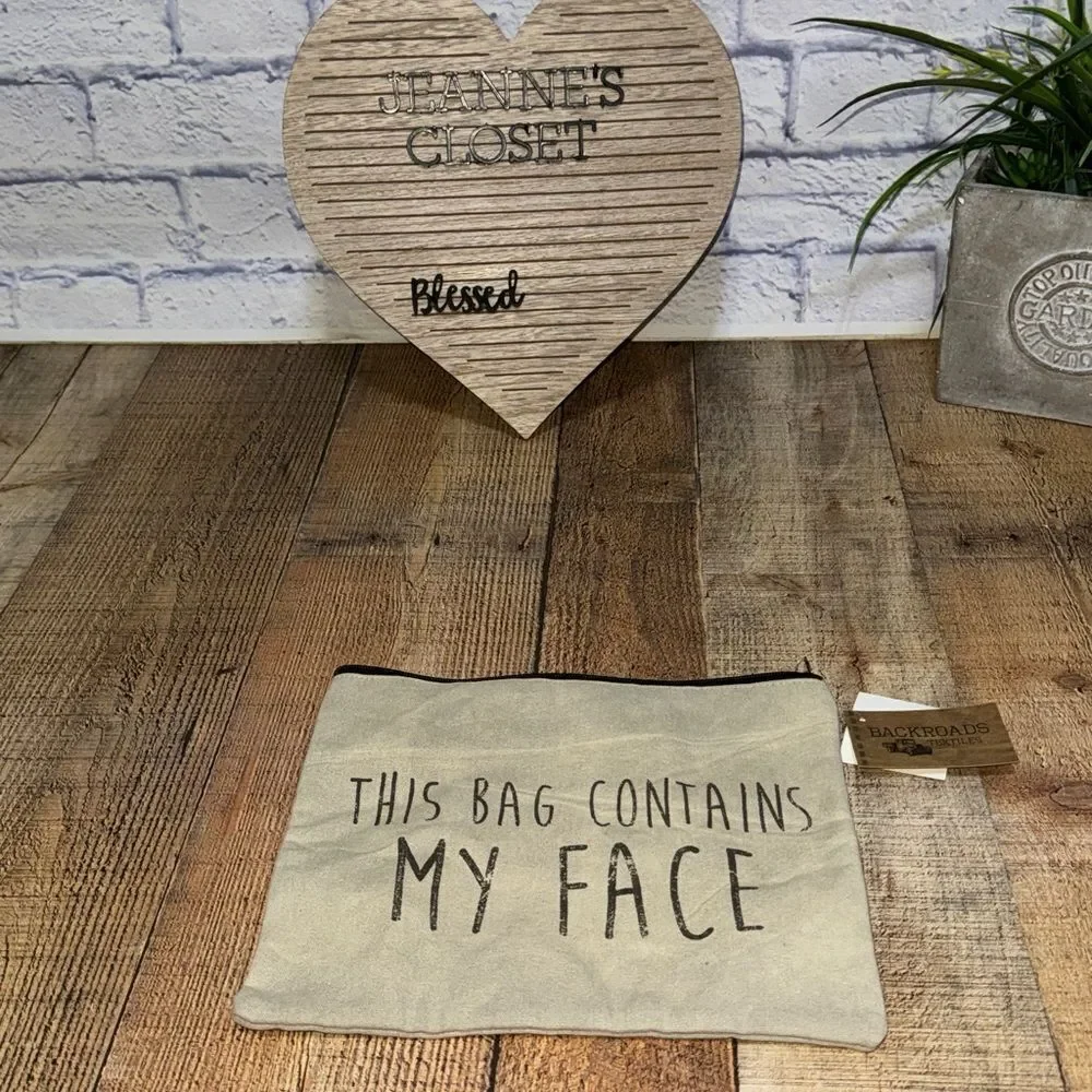 💜 NEW Backroads Textiles Rustic Makeup Bag This Bag Contains My Face